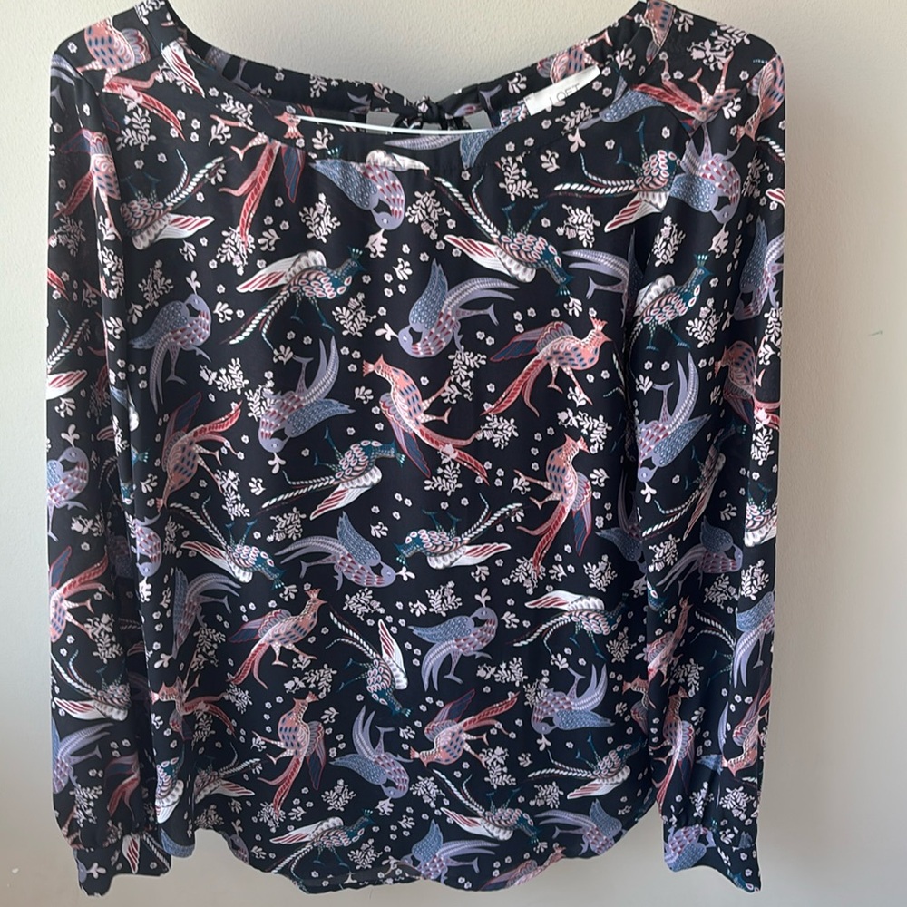 Loft peacock long-sleeved blouse